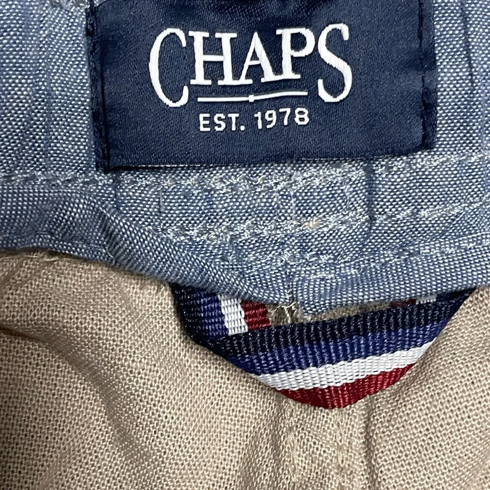 Men's Chaps 7" Khaki Pull On Shorts Adjustable Elastic Waist Size Medium NWT - Picture 9 of 10
